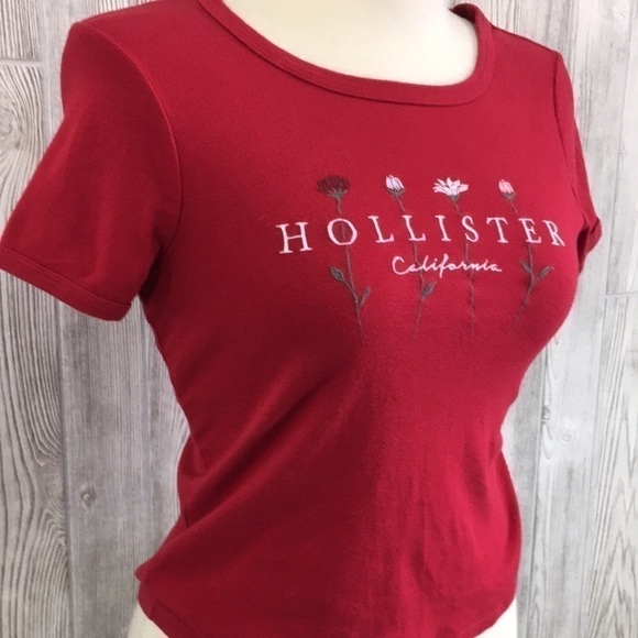 HOLLISTER California Red Flowers Tee size Small - Picture 4 of 7